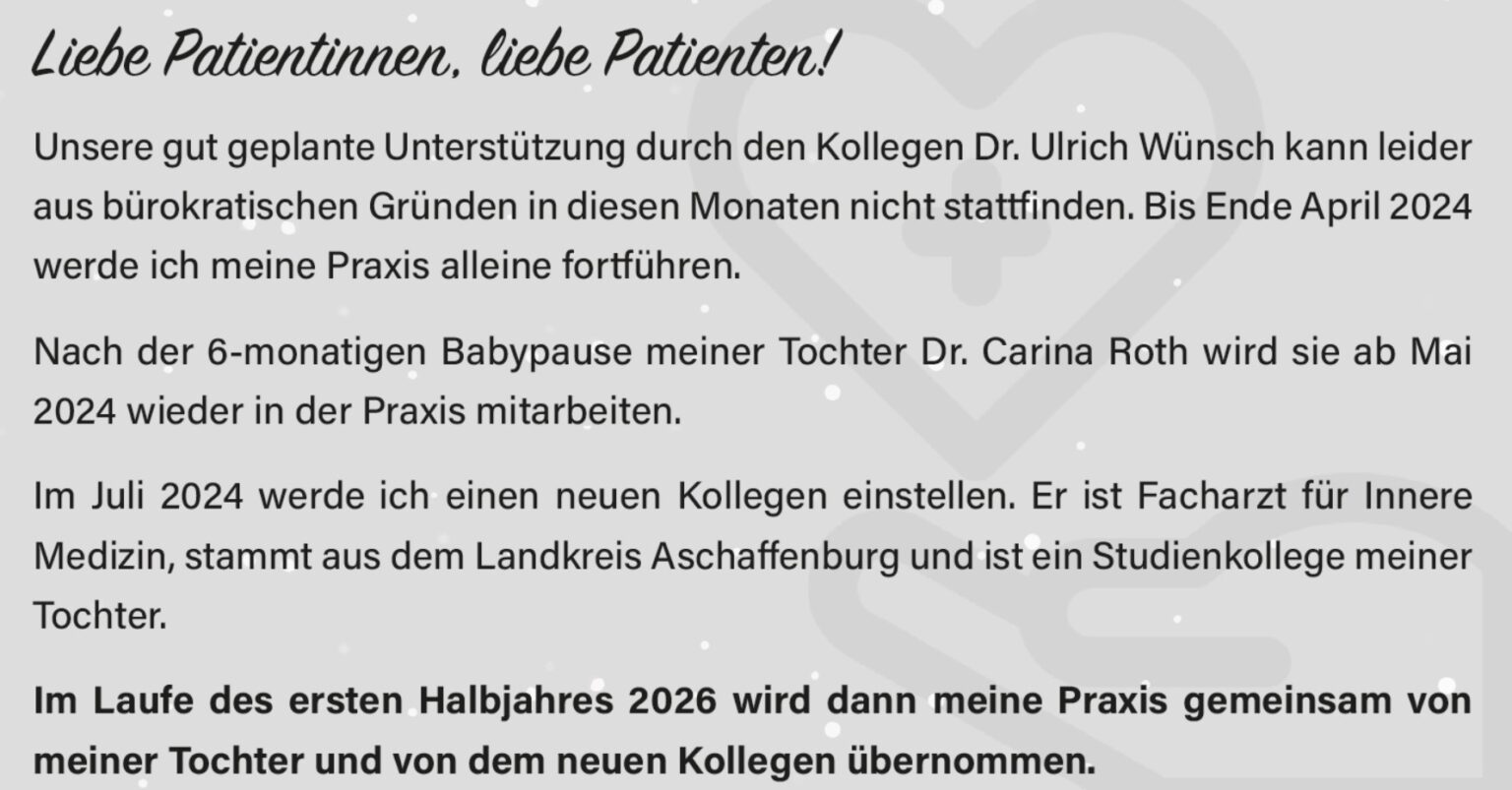 Aktuelles Praxis Dr. Roth